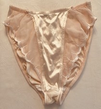 Vintage OLGA Pink Body Satin HI-CUT Panties Size LARGE Semi Sheer New No Tags