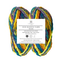 2PK Eco Basics Tie Dye Yarn for Knitting and Crocheting - Multicolor Recycled...