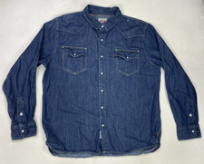 Levi's Snap Denim Jean Shirt Men XL Blue Long Sleeve Pockets