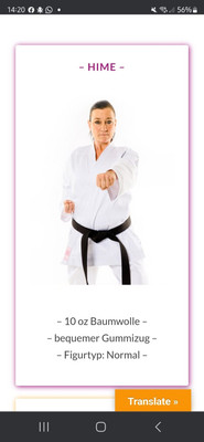 Frauen Karate Jacke Marke momoko Model Hime Yuki Gi Neu 10 oz Figur Typ Normal 