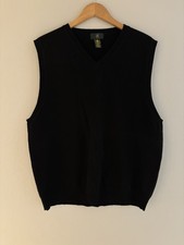 Club Room 100 Wool Sweater Vest Black XL Preppy Academia Old Money GrandpaCore