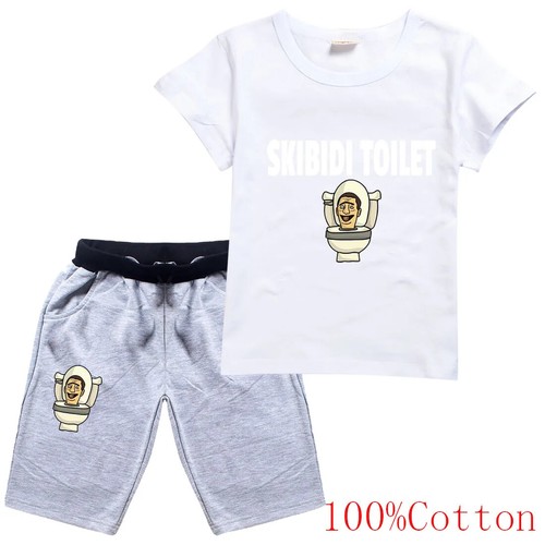 Skibidi Toilet Clothes Kids Summer Sportsuit Boys Short T Shirt + Shorts 2pcs - Picture 18 of 46