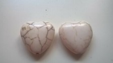 White Howlite Heart Beads Pack of 15