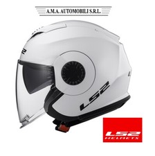 CASCO JET LS2 OF570 VERSO SOLID GLOSS WHITE BIANCO LUCIDO DOPPIA VISIERA MOTO