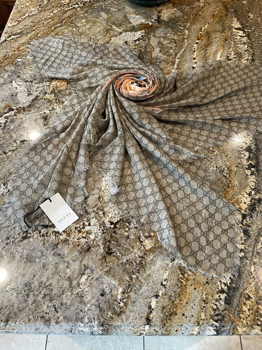 ⭐未使用級激レア⭐GUCCI　アングリーキャット　gg　大判スカーフ　ストール 100% Authentic GUCCI Angry Cat Brown GG Logo Silk Blend Scarf | eBay