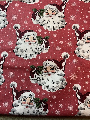 Retro Vintage Santa on Rose pink cotton fabric JoAnn by the 1/2 yard - 第 1/3 張圖片