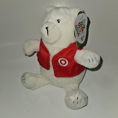 Giggle Scape 7'' White Polar Bear Plush Red Target Vest Stuffed Animal Toy w/TAG
