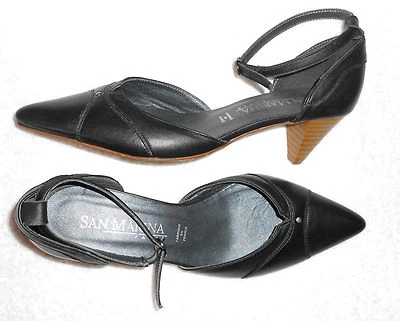 SAN MARINA escarpins cuir noir P 39 TBE - Photo 1/4