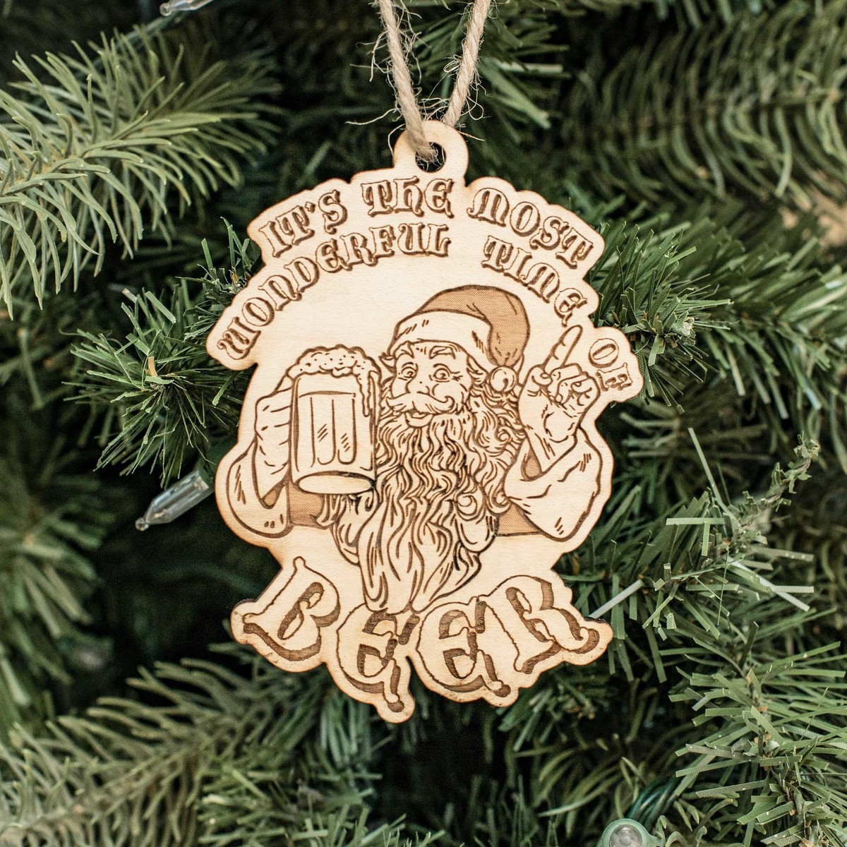 Ornament - It's the Most Wonderful Time of Beer - Raw Wood 3x4in Ornament - It's the Most Wonderful Time of Beer - Raw Wood 3x4in