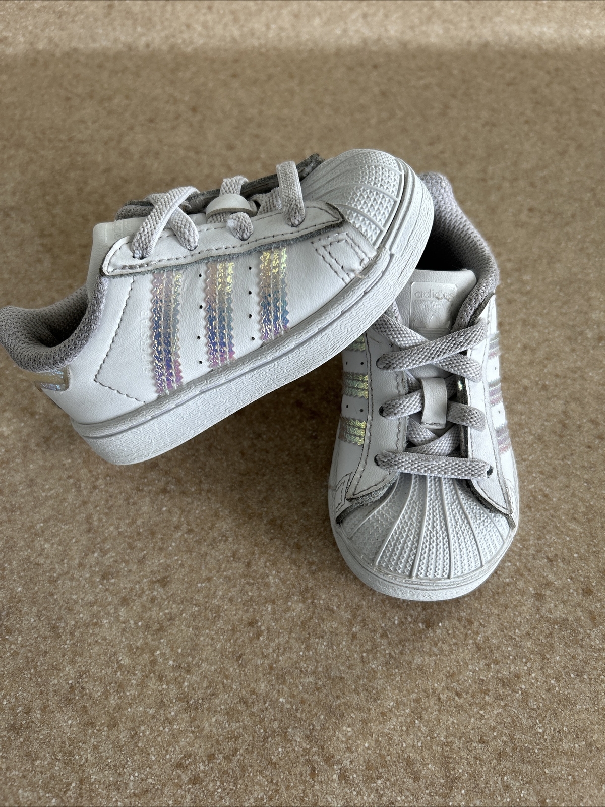 PONY Adidas Sneaker Elastica Superstar Bambina Bianco Rosa Taglia 5K