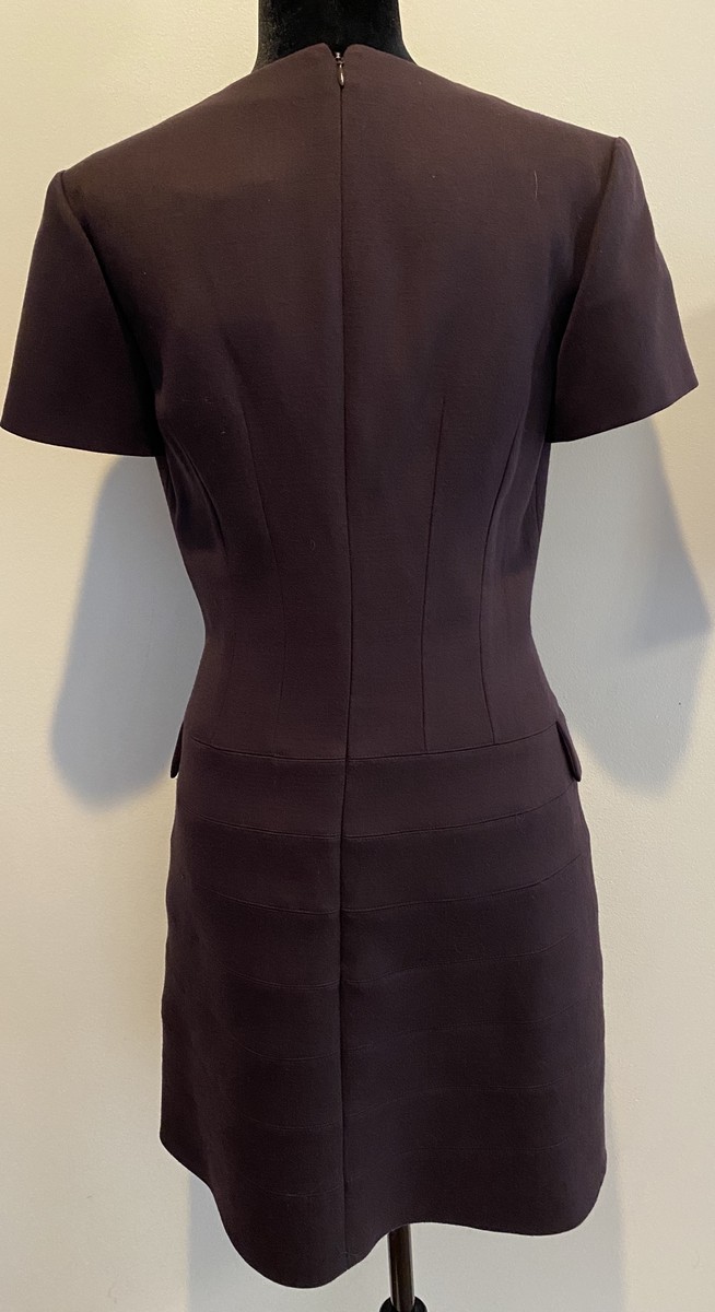 Alexander McQueen Short-Sleeve Flap-Pocket Seamed Dress