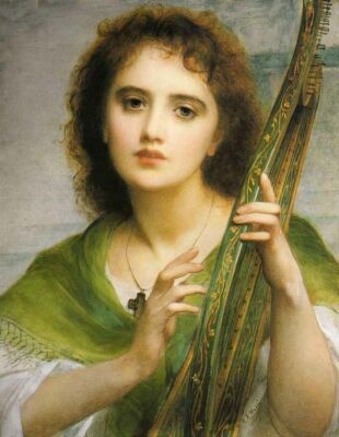 Chart Needlework DIY - Counted Cross Stitch Patterns - A Lady with Lyre