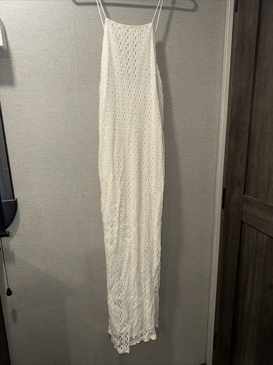 zara knit crochet dress Zara Crochet Style Long Beach Dress Cream