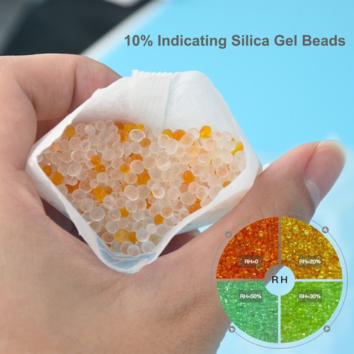 Paquete de 0,5 gramos 300 paquetes de gel de sílice desecante indicador de color grado alimenticio NP - Imagen 2 de 11