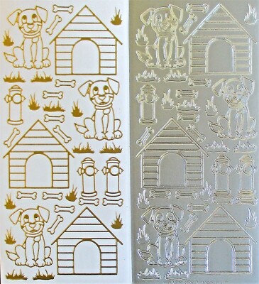 Cut Dog Kennel Bones PEEL OFF STICKERS Dogs Puppy Grass Cardmaking
