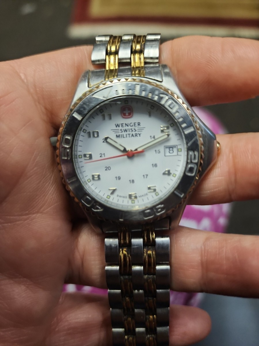 Wenger Swiss Military Watch Women Silver Tone Black Nylon Strap 7908X Works Wenger Swiss Military Watch Women Silver Tone Black Nylon  main image 4