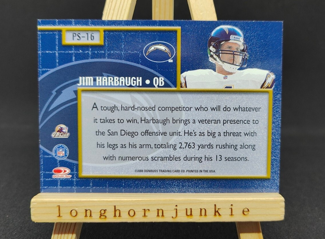 2000 Donruss Preferred Signatures Jim Harbaugh auto on card Chargers
