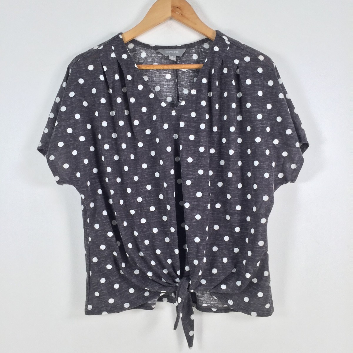 SUZANNE GRAE Ladies Black Linen Shirt Blouse Size 16. As