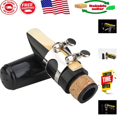 Stylish Black Clarinet Mouthpiece Kit - Ligature, Reed & Plastic Cover Included
