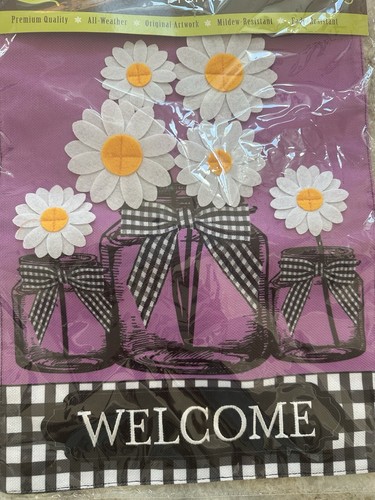 Briarwood Garden Flag 12.5”x18” Purple Welcome