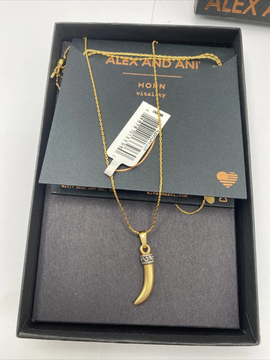 Charm Necklace Jewelry Alex and Ani Vitality Horn Rafaelian Gold Tone NWB