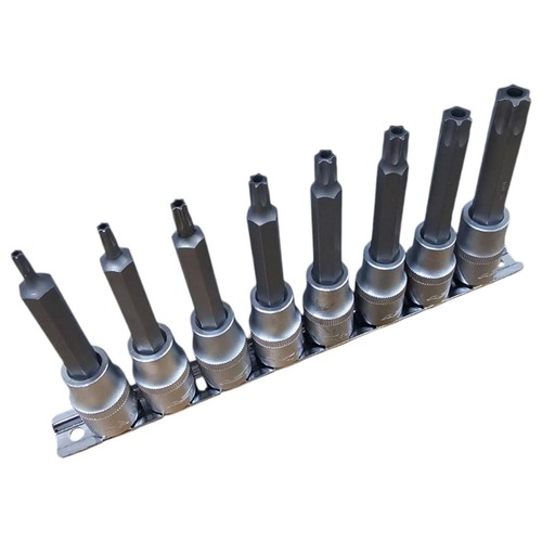 Juego de brocas de zócalo profundo 8 piezas 1/2" TX20-T60 Torx/Star y seguridad de riel a prueba de manipulaciones - Imagen 2 de 12