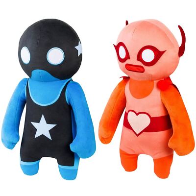 Gang Beasts Red and Blue Wrestler Plush 2pk 12'' Character Doll Gaming Figure