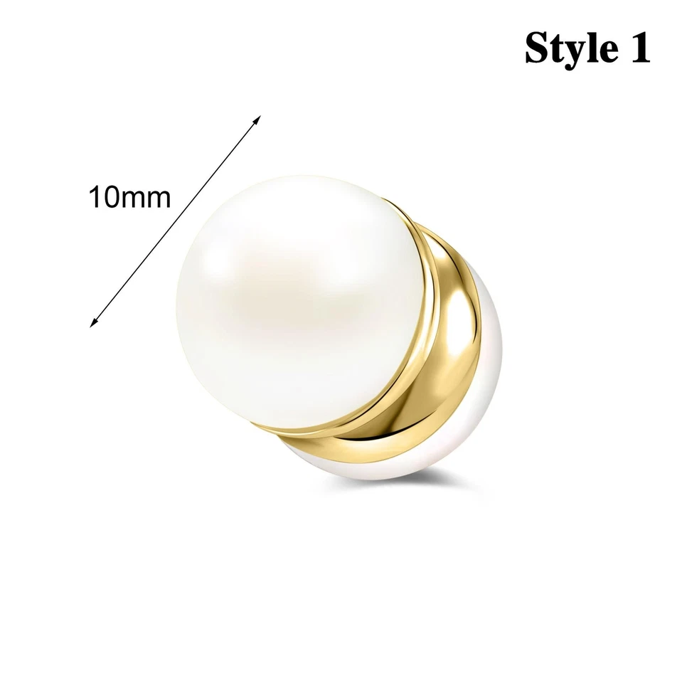 Pendientes con clip de diamantes de imitación de acero inoxidable de perlas magnéticas joyas Foto 3 de 4