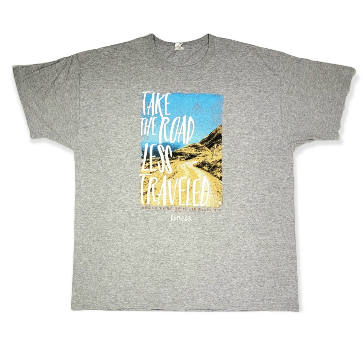 Kerusso T-Shirt Mens XXL Gray Take The Road Less Traveled Bible