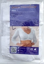 Design Veronique B943 L PostOp Compression Arm Sleeve w/ Cotton Knit Bra WHITE