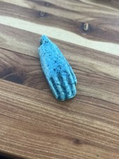 Vintage Antique Egyptian Carved Faience Hand Focal Pendant Bead
