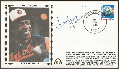 Frank Robinson Signed Baltimore Orioles Losing Streak Gateway Stamp Cachet