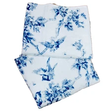 Levtex Home Blue Birds White Quilted Floral Striped Cotton 2 Shams 20 x 36 Queen