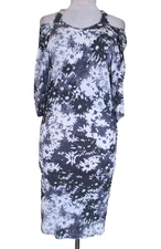 Stella McCartney Cold Shoulder Dress Size 38 Women Gray White Floral Jersey