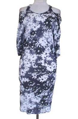 Stella McCartney Cold Shoulder Dress Size 38 Women Gray White Floral Jersey
