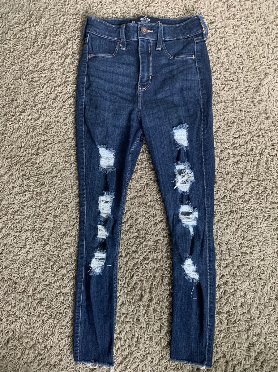 Hollister 0 short blue jeans DESTROYED Curvy High Rise Jeggings