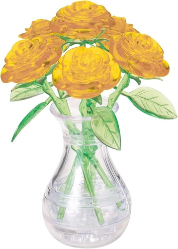 Original 3D Crystal Puzzle - Vibrant Yellow Roses, 47-Piece Assembly Challenge - Picture 4 of 9