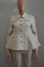 Nwt Co Denim Avec Francois Girbaud Ivory A-line Peplum Jacket Size S $425