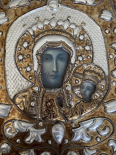 Patina - Religious Icon Christian Art - Madonna & Child - Handmade In Mexico - Picture 3 of 13