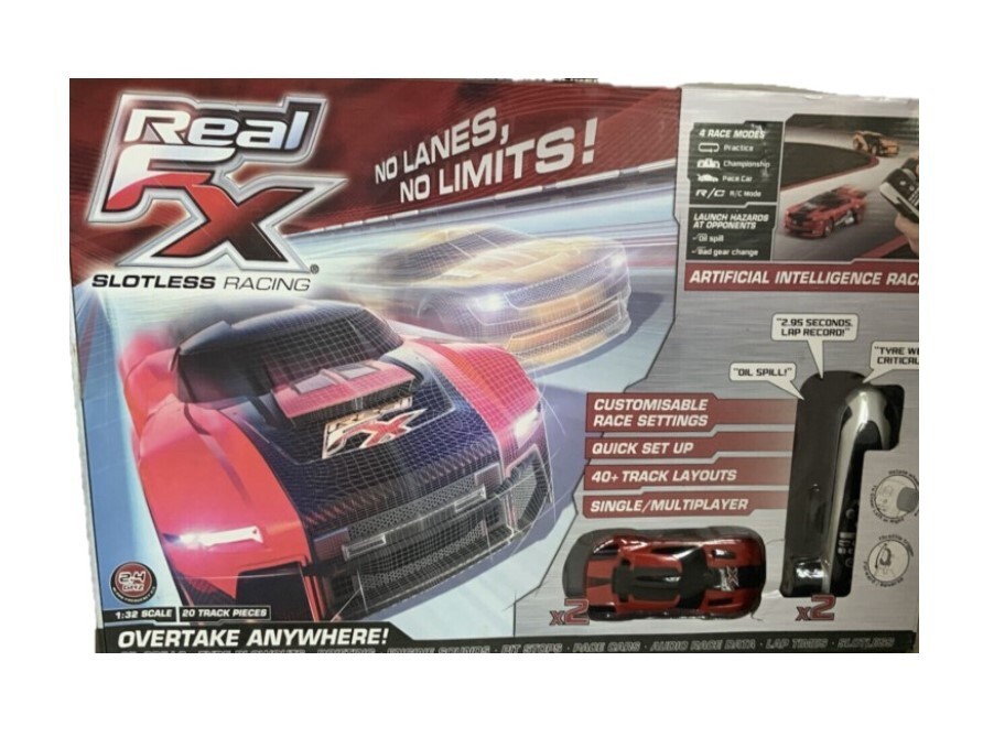 Real Fx Slotless Racing Car Set 132 Scale 20 track Pieces great