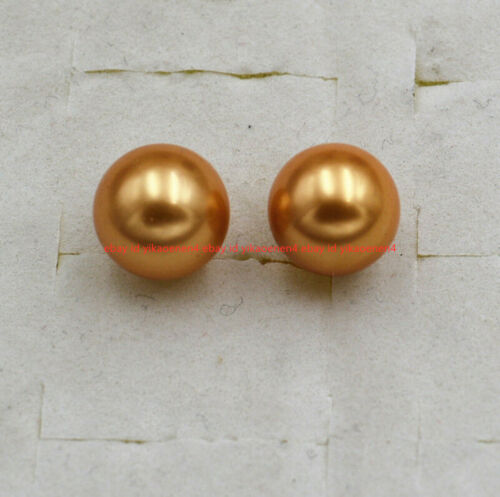 Wholesale 8/10/12/14mm South Sea South Sea Shell Pearl Gold Stud Earrings AAA - Picture 15 of 18