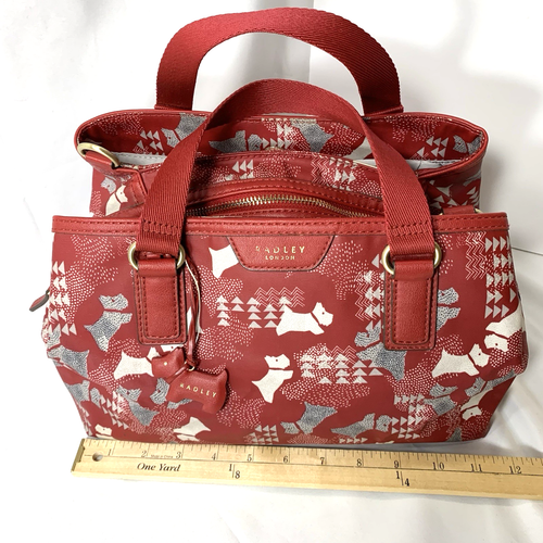 Cartera Radley London Roja Scottie Perro Estampado Recubierto Algodón Cartera Multi-Compartimento - Imagen 14 de 14