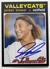 JORDAN BREWER SIGNED RC 2020 TOPPS HERITAGE MINOR LEAGUE #152 IP ROOKIE AUTO