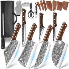 Kitchen Knife Set,14PCS Stainless Steel Chef Knife Boning Butcher Meat Cleaver