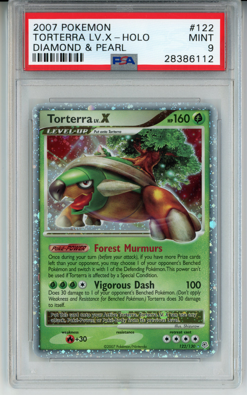 POKEMON DIAMOND & PEARL TORTERRA LV X #122 ULTRA RARE HOLO PSA 9 MINT #28386112