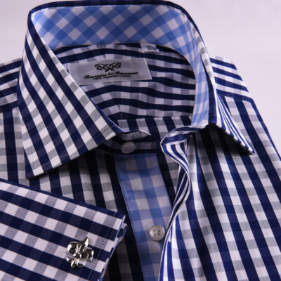 Best Classic Check Business Dress Shirt Men's Classic Formal French Cuff Style