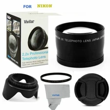  2X HD 4K 8K TELEPHOTO ZOOM LENS +UV FILTER + HOOD + CAP FOR NIKON D3400 D5600