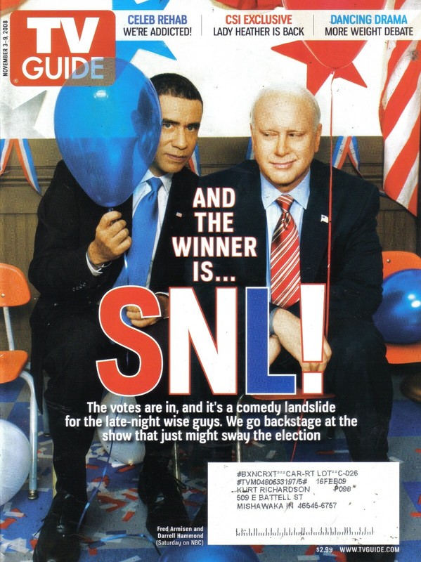 TV GUIDE MAGAZINE 11-3-08 SATURDAY NIGHT LIVE, FRED ARMISEN, DARRELL HAMMOND