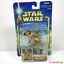 Star Wars Attack of the Clones Mace Windu Geonosian Rescue Figure Hasbro 2002