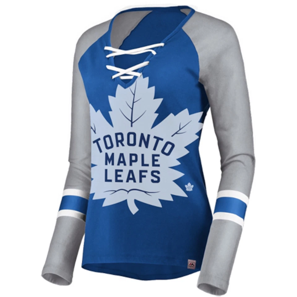 Женская футболка реглан с длинным рукавом Toronto Maple Leafs Majestic The Lace Up  - Изображение 2 из 3